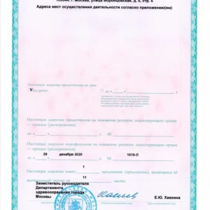 Лицензия на медицинскую деятельность ООО «Он Клиник люкс» № Л041-01137-77/00323390 от 29.12.2020, лист 12 из 13